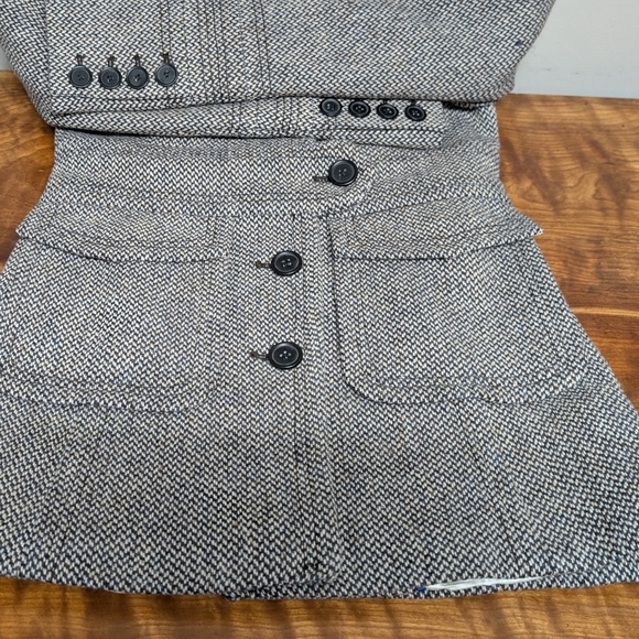 J. Crew Vintage Style Grey Toupe Tones Tweed Coat - Picture 3 of 9